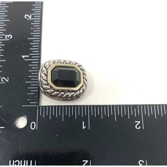 Vintage 1980's Southwestern Rope Framed Black Clip On Earrings Couture Runway - Picture 4 of 5